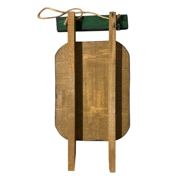 Vintage Hand Painted & Built Wooden Sleigh With Santa Holding Pipe & Toys‎ 1980s - Picture 2 of 2